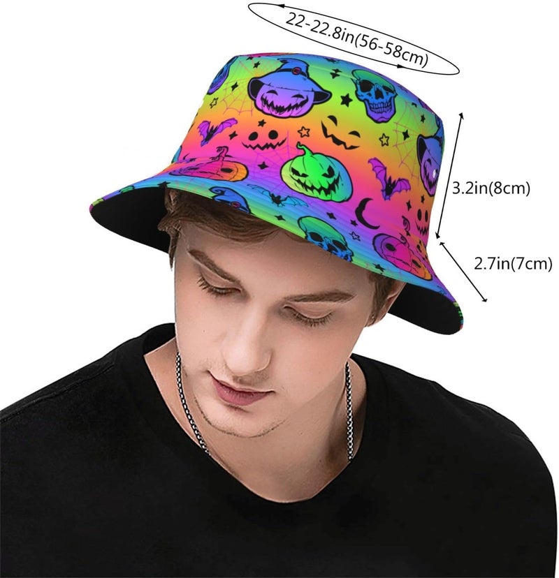 YFBXHSN Cartoon Pumpkin Halloween Bucket Hat Pumpkin Hat Ghost Cap Outdoor for Men Women Beach, Golf, Fishing Hat - Image 3